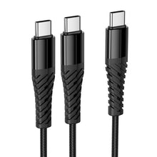 Заредете изображение във визуализатора на галерията – Cable 2in1 USB C to USB C+C Hoco 1 m X123 black
