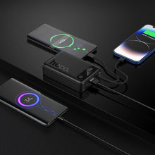 Заредете изображение във визуализатора на галерията – Powerbank 10000 mAh QC PD 2A 22,5W with built-in cables USB C + Lightning Hoco J171 Edge black
