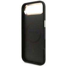 Заредете изображение във визуализатора на галерията – GUESS case for IPHONE 17 Air compatible with MagSafe GUHMP17MP4GTDGMK (4G PU W/ Triangle Logo) gold black
