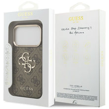 Заредете изображение във визуализатора на галерията – GUESS case for IPHONE 18 Pro / 17 Pro GUE005483 (PU W/ Big 4G Classic Logo) brown gold

