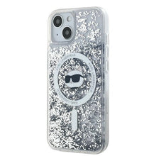 Заредете изображение във визуализатора на галерията – Karl Lagerfeld Liquid Glitter Choupette Head MagSafe case for iPhone 15 / 14 / 13 - transparent
