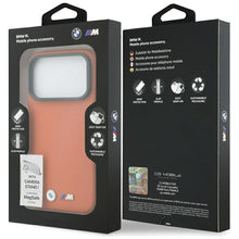 Заредете изображение във визуализатора на галерията – BMW case for IPHONE 17 Pro compatible with MagSafe BMHMP17L25PFWKCKO (PU W/ Metal Logo) orange
