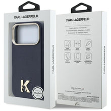 Заредете изображение във визуализатора на галерията – KARL LAGERFELD case for IPHONE 17 Pro Max compatible with MagSafe KLHMP17X5PGFKHGB (PU FW W/ KHead Logo) blue
