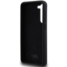 Заредете изображение във визуализатора на галерията – Original Pouch KARL LAGERFELD  hardcase Silicone Karl&amp;Choupette Metal Pin KLHCS24MSMHKCNPK for Samsung Galaxy S24 Plus black
