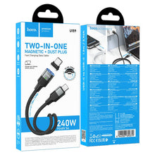 Заредете изображение във визуализатора на галерията – Magnetic Cable USB C to USB C Hoco QC3.0 PD 5A 240W 1,2 m U159 black
