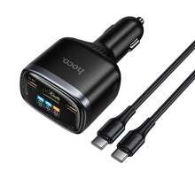 Заредете изображение във визуализатора на галерията – Car charger Hoco USB A + 2xUSB C PD QC3.0 93W with USB C to C cable Z70 black

