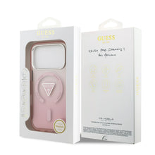 Заредете изображение във визуализатора на галерията – GUESS case for IPHONE 17 Pro compatible with MagSafe GUHMP17LHGTMLCGP (IML Gradient W/ Triangle Logo) pink
