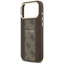 Заредете изображение във визуализатора на галерията – GUESS case for IPHONE 17 Pro Max compatible with MagSafe GUHMP17XPG4SEMCW (PU W/ 4G Stripe) brown
