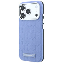 Заредете изображение във визуализатора на галерията – KARL LAGERFELD case for IPHONE 18 Pro/17 Pro compatible with MagSafe (Mono Resin Logo) light blue
