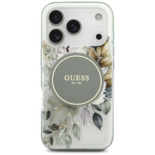 Заредете изображение във визуализатора на галерията – GUESS case for IPHONE 17 Pro Max compatible with MagSafe GUHMP17XHFWBDCEN (IML Flower &amp; Tonal Circle) green
