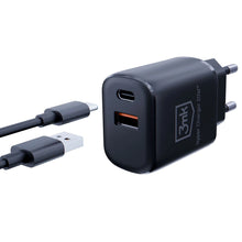 Заредете изображение във визуализатора на галерията – 3mk Hyper Charger 20W USB-C USB-A wall charger - black

