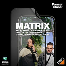 Заредете изображение във визуализатора на галерията – PanzerGlass Matrix Ultra-Wide-Fit hybrid glass for iPhone 15 Plus with positioner
