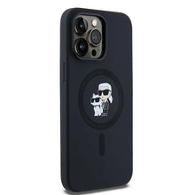 Заредете изображение във визуализатора на галерията – Karl Lagerfeld Silicone Karl&amp;Choupette MagSafe case for iPhone 14 Pro Max - black
