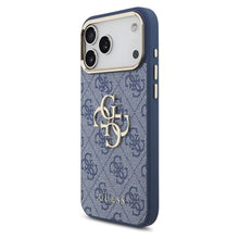 Заредете изображение във визуализатора на галерията – GUESS case for IPHONE 17 Pro Max GUHCP17X4GMGCBL (PU W/ Big 4G Classic Logo) gold blue
