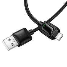 Заредете изображение във визуализатора на галерията – Cable with LCD USB A to Lightning Hoco 2,4A 1,2 m U146 black
