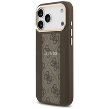 Заредете изображение във визуализатора на галерията – GUESS case for IPHONE 17 Pro Max compatible with MagSafe GUHMP17XPG4SEMCW (PU W/ 4G Stripe) brown

