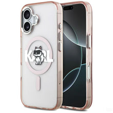 Заредете изображение във визуализатора на галерията – KARL LAGERFELD case for IPHONE 17 compatible with MagSafe KLHMP17SHGCHGKBP (IML Choupette Sketch Logo) pink
