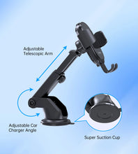 Заредете изображение във визуализатора на галерията – Choetech T203-F gravity car holder with 15W inductive charger for cockpit - black
