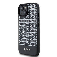 Заредете изображение във визуализатора на галерията – Original Case DKNY hardcase Leather Printed Pattern Metal Logo MagSafe DKHMP15SPSOSPK for Iphone 15/14/13 black
