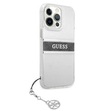 Заредете изображение във визуализатора на галерията – Guess GUHCP13LKB4GGR iPhone 13 Pro / 13 6,1" Transparent hardcase 4G Grey Strap Charm
