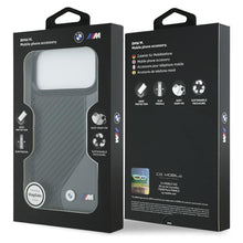 Заредете изображение във визуализатора на галерията – BMW case for IPHONE 17 Pro Max compatible with MagSafe BMHMP17X25PCCSCAK (PU Carbon Logo) anthracite
