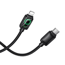 Заредете изображение във визуализатора на галерията – Cable with LCD USB C to USB C Hoco 3A 60W 1,2 m U146 black
