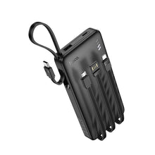Заредете изображение във визуализатора на галерията – Powerbank Hoco 10000 mAh 2A with four built-in cables USB A + USB C+ Lightning + Micro USB J146 black
