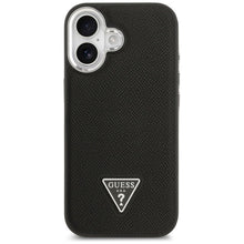 Заредете изображение във визуализатора на галерията – GUESS case for IPHONE 17 compatible with MagSafe GUHMP17SPGTSPSK (Grained PU Triangle Logo) black
