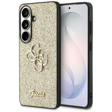 Заредете изображение във визуализатора на галерията – GUESS case for SAMSUNG S26 GUHCS26SHG4SGD (Fixed Glitter 4G Big Metal Logo) gold
