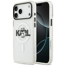 Заредете изображение във визуализатора на галерията – KARL LAGERFELD case for IPHONE 17 Pro compatible with MagSafe KLHMP17LHGCHGKBT (IML Choupette Sketch Logo) transparent
