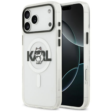 KARL LAGERFELD case for IPHONE 17 Pro compatible with MagSafe KLHMP17LHGCHGKBT (IML Choupette Sketch Logo) transparent