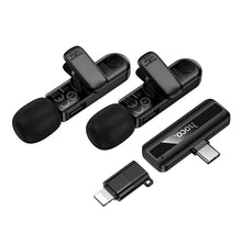 Заредете изображение във визуализатора на галерията – Wireless double microphone Lightning / USB C Hoco L20A black
