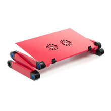 Заредете изображение във визуализатора на галерията – Desk for laptop uniwersal adjustable with cooling YL-803 red
