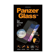 Заредете изображение във визуализатора на галерията – PanzerGlass E2E Super+ privacy tempered glass with camera cover for iPhone XR / 11 - with black frame
