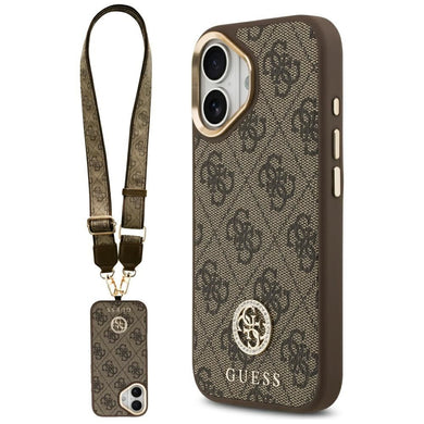 GUESS case for IPHONE 17 compatible with MagSafe GUHMP17SP4G4DCSW (PU W/ Strass Logo & Big Strap Metal Buttons) brown