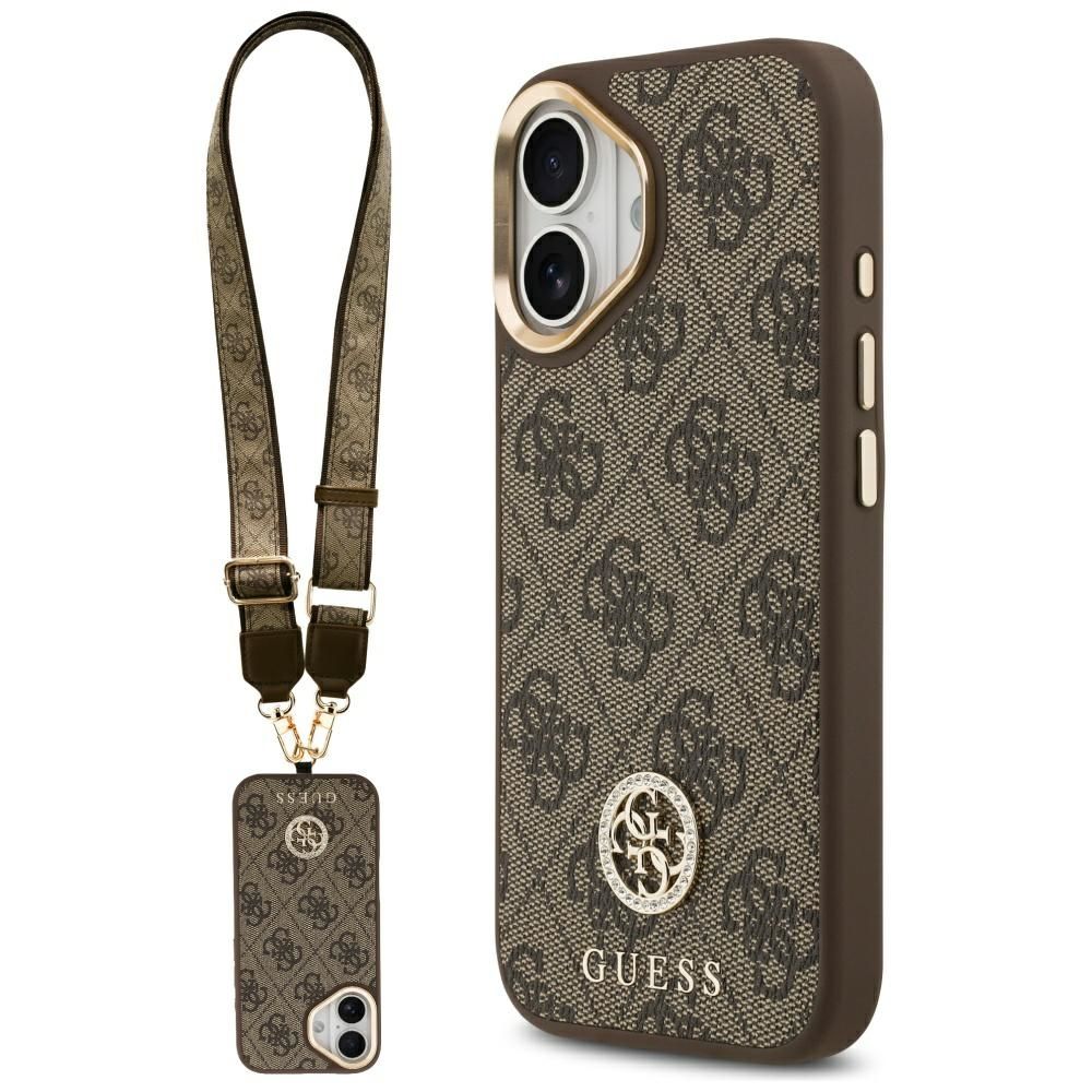 GUESS case for IPHONE 17 compatible with MagSafe GUHMP17SP4G4DCSW (PU W/ Strass Logo & Big Strap Metal Buttons) brown