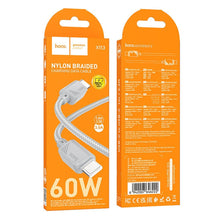Заредете изображение във визуализатора на галерията – HOCO cable Type C to Type C 3A 60W X113 1 m gray

