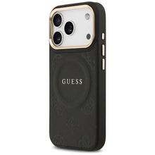 Заредете изображение във визуализатора на галерията – GUESS case for IPHONE 17 Pro compatible with MagSafe GUHMP17LPSAMSECK (PU W/ Peony Hot Stamp) black
