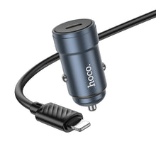 Заредете изображение във визуализатора на галерията – HOCO car charger Type C + cable Type C to Lightning PD QC 30W Z57 metal gray
