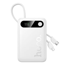 Заредете изображение във визуализатора на галерията – Powerbank 10000 mAh QC PD 2A 22,5W with built-in cables USB C + Lightning Hoco J171 Edge white
