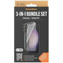 Заредете изображение във визуализатора на галерията – PanzerGlass Bundle 3in1 set transparent case + foil + camera cover for Samsung Galaxy S24+
