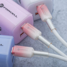 Заредете изображение във визуализатора на галерията – FORCELL F-ENERGY C354 cable Type C to Type C QC4.0 PD 3A 60W Gradient 1 m white

