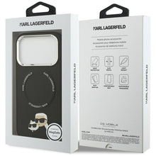 Заредете изображение във визуализатора на галерията – KARL LAGERFELD case for IPHONE 17 Pro compatible with MagSafe KLHMP17LPSMLRKCK (PU K&amp;C Pins) black
