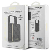 Заредете изображение във визуализатора на галерията – Guess 4G Metal Logo case set for iPhone 13 Pro + 5000mAh MagSafe power bank - black
