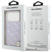 Заредете изображение във визуализатора на галерията – KARL LAGERFELD case for IPHONE 17 Pro Max compatible with MagSafe KLHMP17XHMIKLMEU (IML KL Monogram) purple

