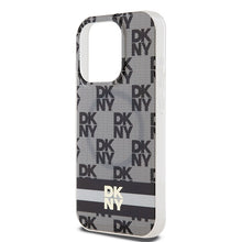Заредете изображение във визуализатора на галерията – Original Case DKNY hardcase IML Checkered Mono Pattern &amp; Printed Stripes MagSafe DKHMP14LHCPTSK for Iphone 14 Pro black
