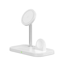 Заредете изображение във визуализатора на галерията – Tech-Protect QI15W-A22 inductive MagSafe charger with 3in1 MagSafe stand for smartphone / Apple Watch / AirPods - white
