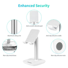 Заредете изображение във визуализатора на галерията – Choetech H035 aluminum stand for a phone or tablet with adjustment - white and silver
