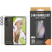 Заредете изображение във визуализатора на галерията – PanzerGlass Bundle 3in1 set transparent case + foil + camera cover for Samsung Galaxy S24+
