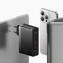 Заредете изображение във визуализатора на галерията – Baseus GaN5 Pro fast charger 2xUSB-C + USB 140W EU black (CCGP100201)
